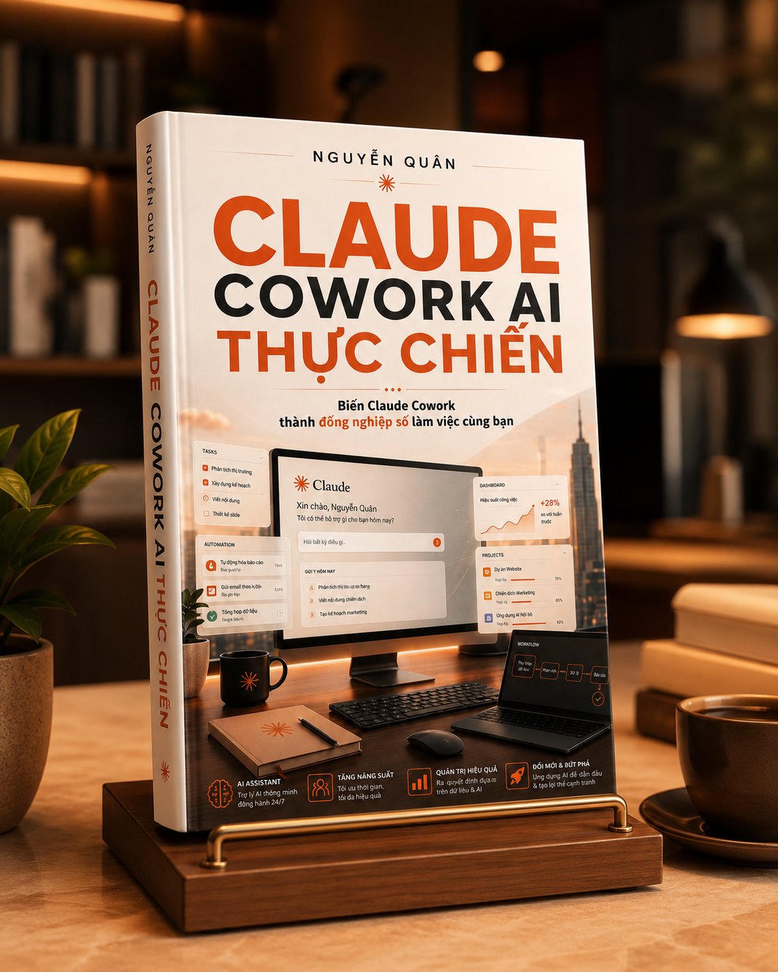 Sách Claude Cowork AI Thực Chiến — ấn bản đầy đủ của tác giả Nguyễn Quân